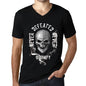 Men&rsquo;s Graphic V-Neck T-Shirt Never Defeated, Never GRUMPY Deep Black - Ultrabasic