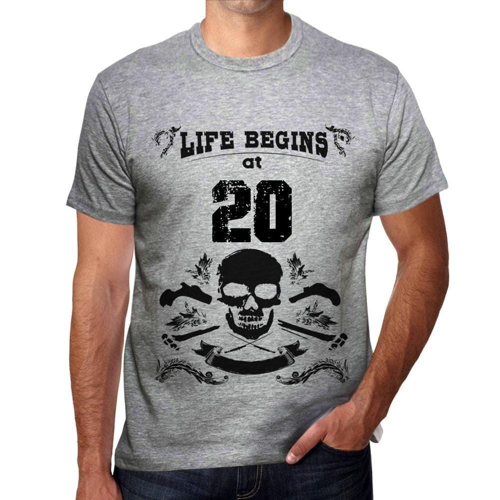 Homme Tee Vintage T Shirt Life Begins at 20