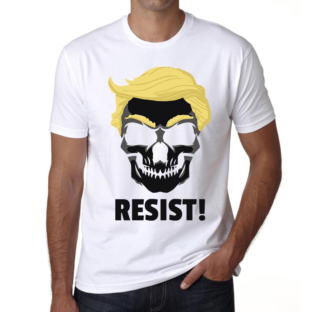 ULTRABASIC Men's Graphic T-Shirt - Blue Hair Skull - Resist - Donald Trump Shirt gemini bicycle skull shirt beast bear sayings motivational quote horror football arizona music american flag tee broken bones race bonzai miner abraham lincoln anatomical trump 2020 astrology capricorn funny novelty halloween scary hell men badass