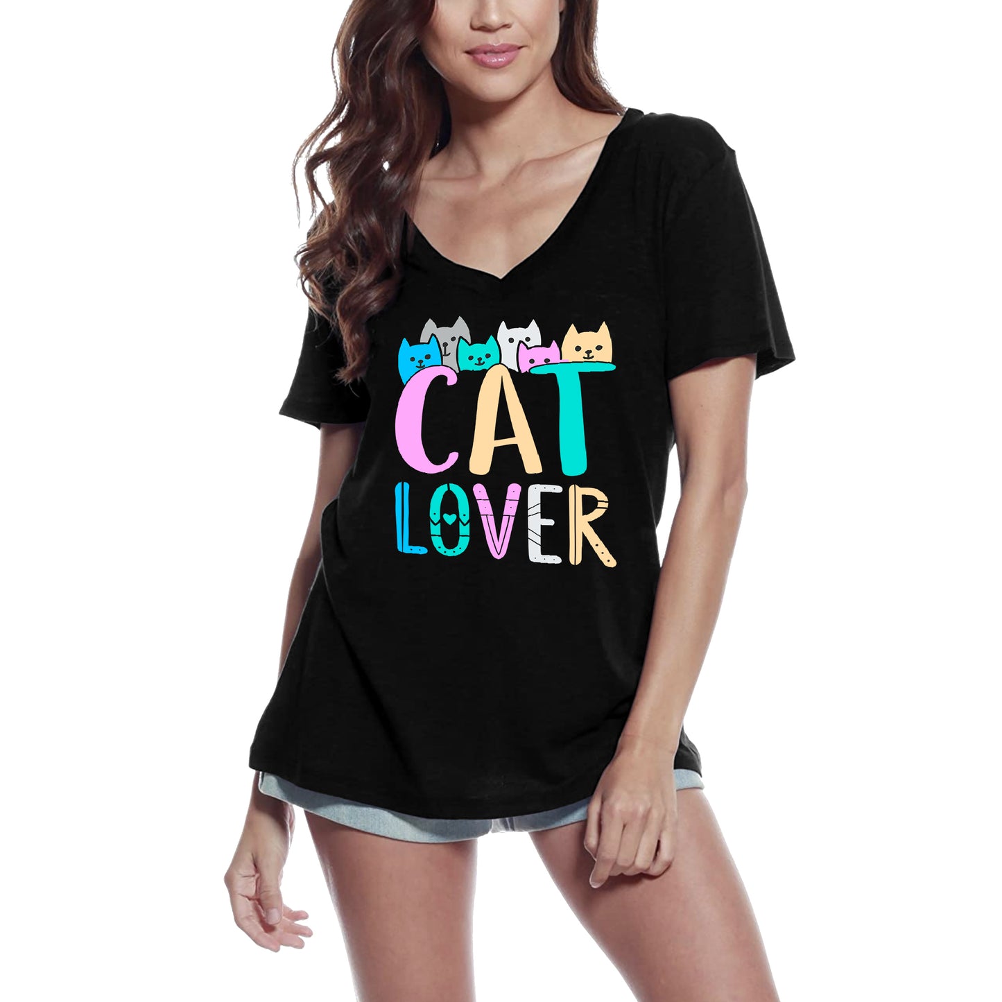ULTRABASIC Women's T-Shirt Cat Lover - Casual Cute Graphic Tee Shirt