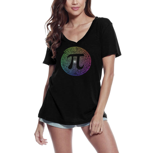 ULTRABASIC Women's V-Neck T-Shirt Colorful Pi Symbol 3,14 - Funny Math Gift Tee Shirt