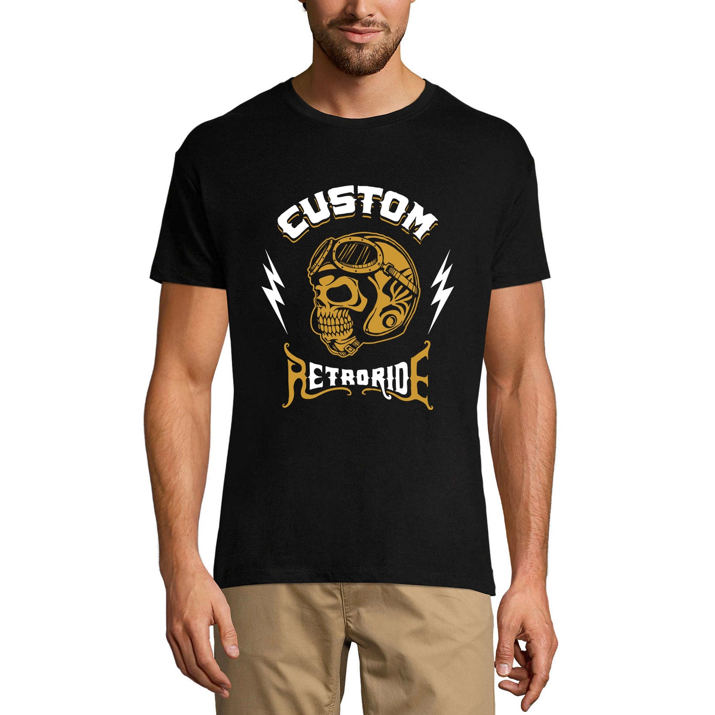 ULTRABASIC Men's T-Shirt Custom Retro Ride - Funny Skull Shirt for Riders