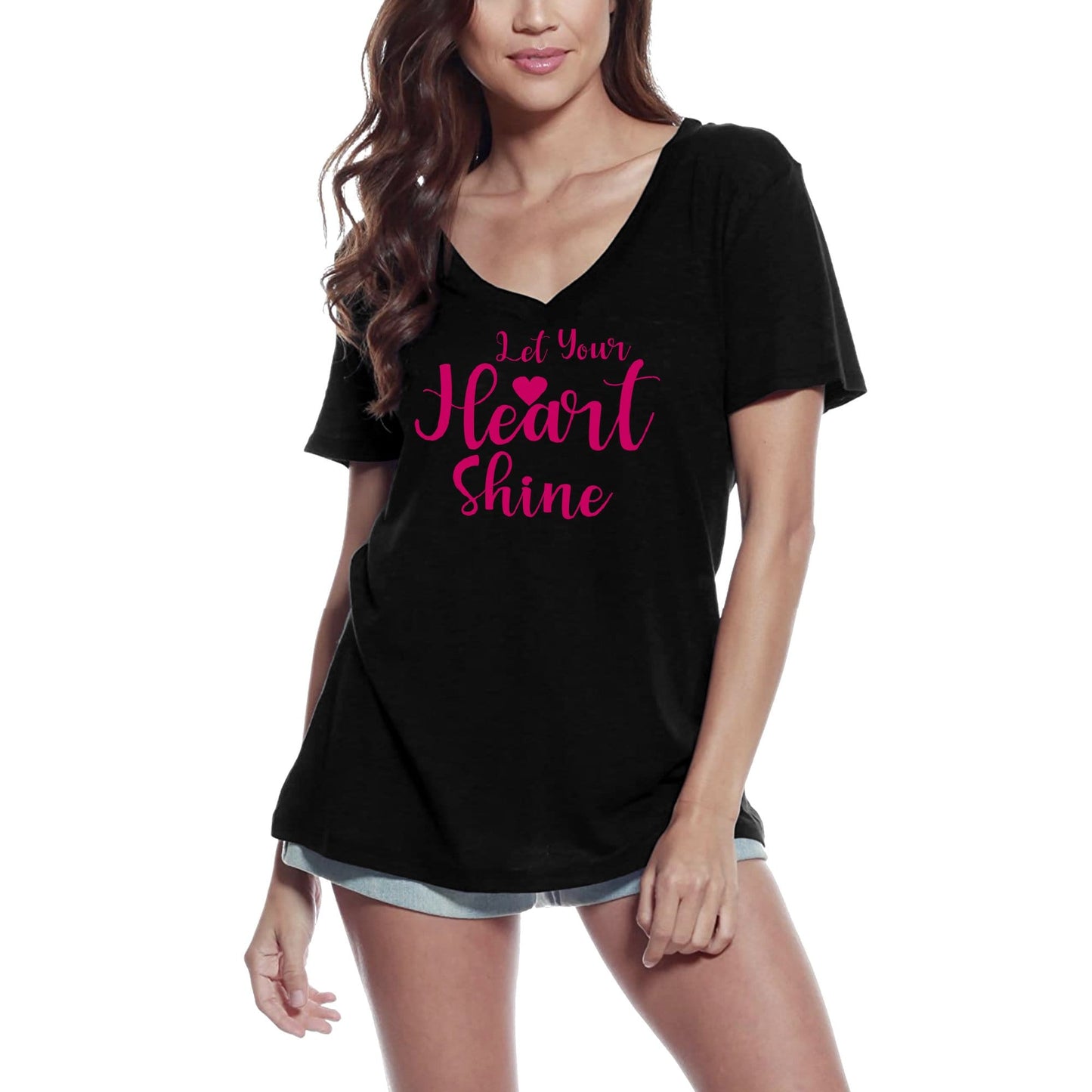 ULTRABASIC Women's T-Shirt Let Your Heart Shine - Short Sleeve Tee Shirt Gift Tops