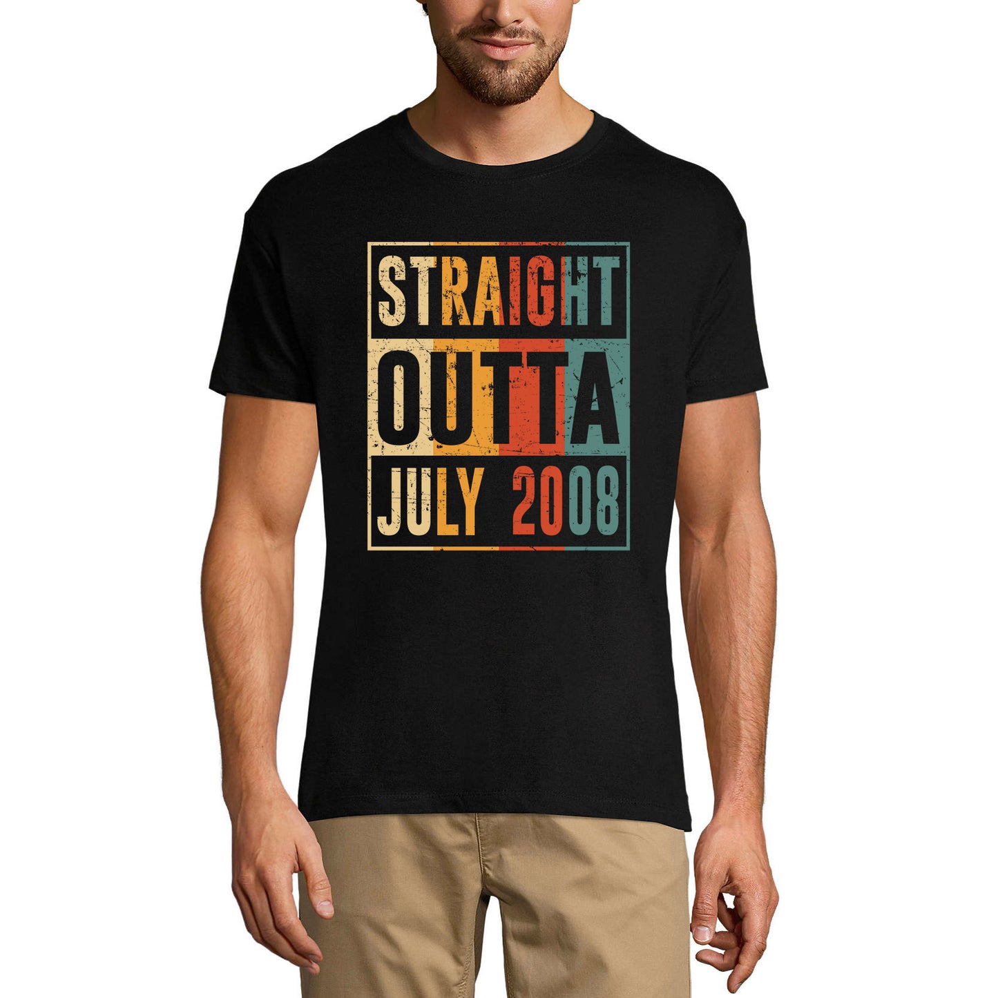 ULTRABASIC Men's T-Shirt Vintage Straight Outta July 2008 - Gift for 13th Birthday Gift Tee Shirt