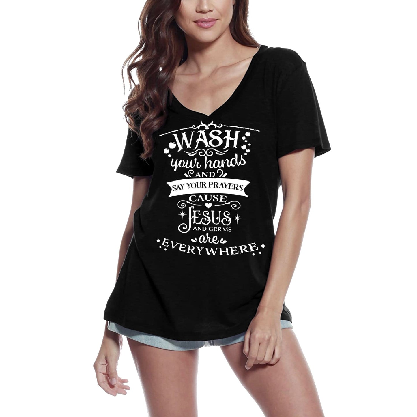 ULTRABASIC Women's T-Shirt Wash You Hands and Say Your Prayers Tee Shirt Tops