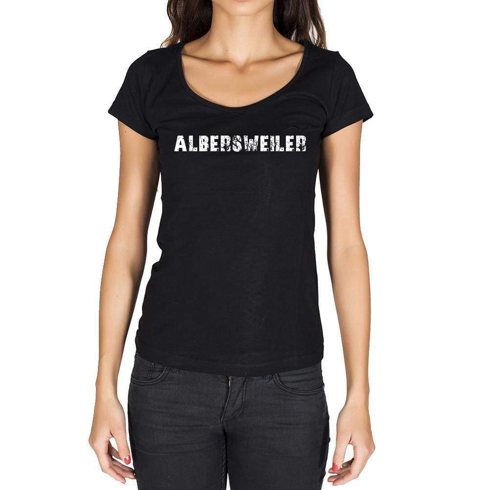 Albersweiler German Cities Black Womens Short Sleeve Round Neck T-Shirt 00002 - Casual