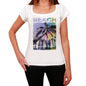 Baccuit Sur Beach Name Palm White Womens Short Sleeve Round Neck T-Shirt 00287 - White / Xs - Casual