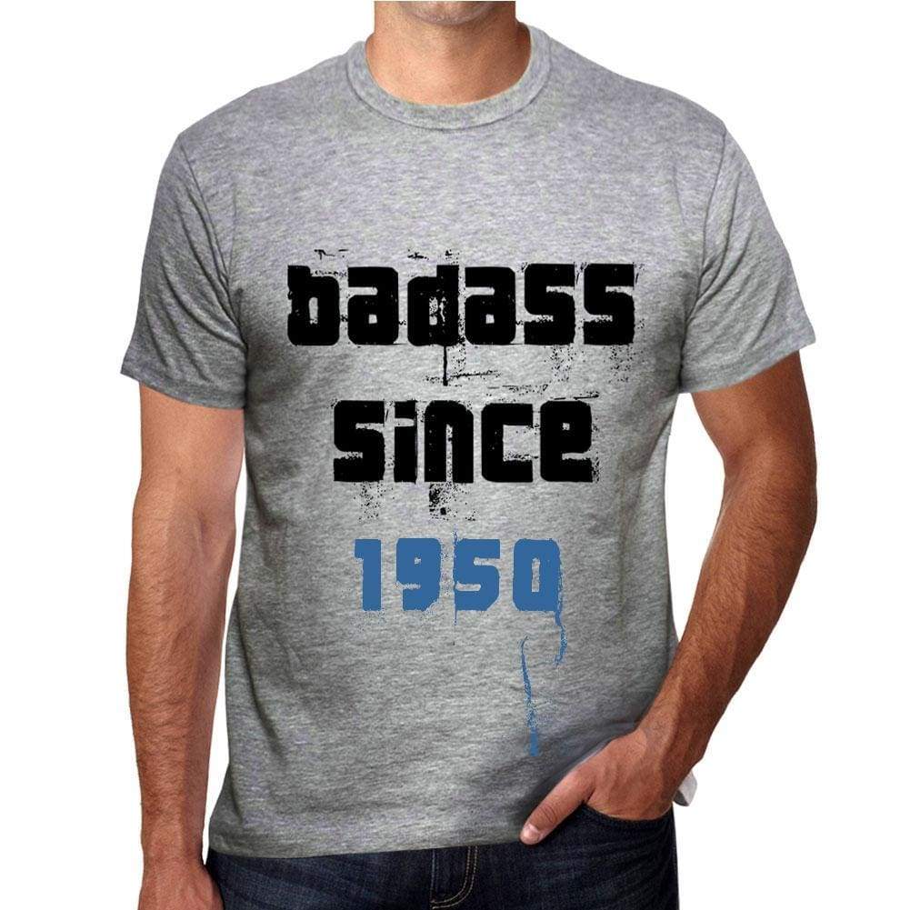 Badass Since 1950 Men's T-shirt Grey Birthday Gift 00430 - Ultrabasic