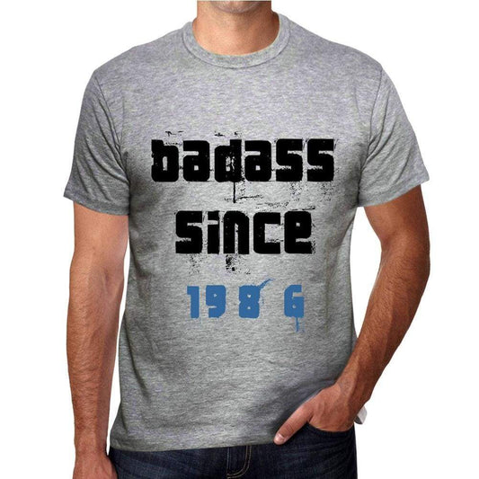Badass Since 1986 Men's T-shirt Grey Birthday Gift 00430 - Ultrabasic