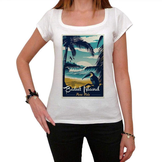 Balut Island Pura Vida Beach Name White Womens Short Sleeve Round Neck T-Shirt 00297 - White / Xs - Casual