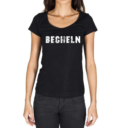 Becheln German Cities Black Womens Short Sleeve Round Neck T-Shirt 00002 - Casual