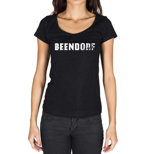 Beendorf German Cities Black Womens Short Sleeve Round Neck T-Shirt 00002 - Casual