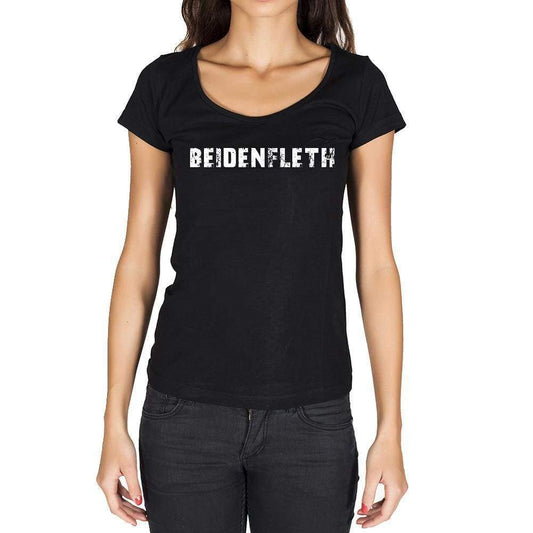 Beidenfleth German Cities Black Womens Short Sleeve Round Neck T-Shirt 00002 - Casual