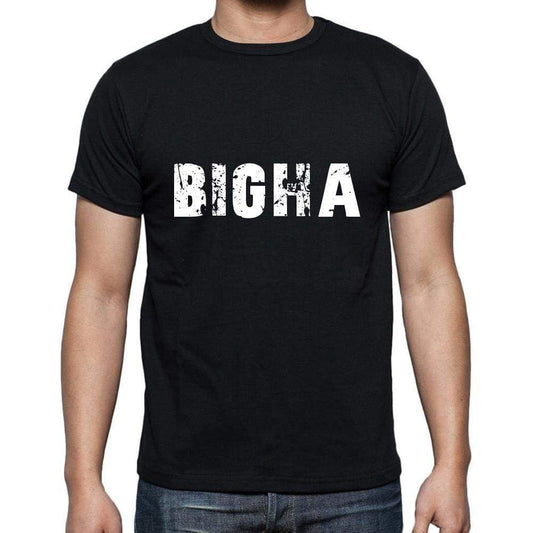 Bigha Mens Short Sleeve Round Neck T-Shirt 5 Letters Black Word 00006 - Casual
