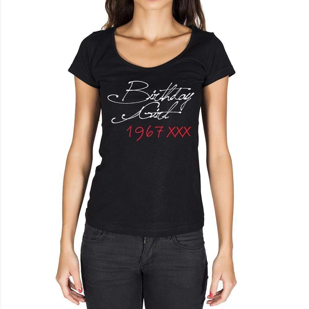 Birthday Girl 1967 Black Womens Short Sleeve Round Neck T-Shirt 00099 - Black / Xs - Casual