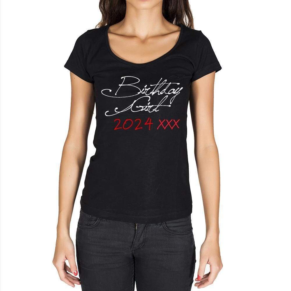 Birthday Girl 2024 Black Womens Short Sleeve Round Neck T-Shirt 00099 - Black / Xs - Casual