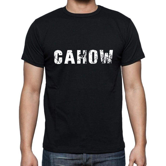 Cahow Mens Short Sleeve Round Neck T-Shirt 5 Letters Black Word 00006 - Casual