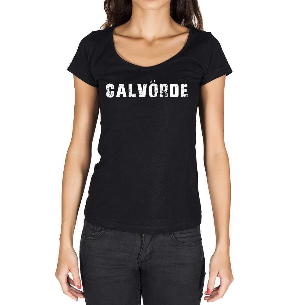 Calvörde German Cities Black Womens Short Sleeve Round Neck T-Shirt 00002 - Casual