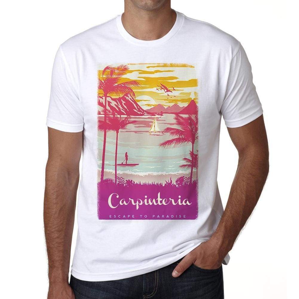 Carpinteria Escape To Paradise White Mens Short Sleeve Round Neck T-Shirt 00281 - White / S - Casual