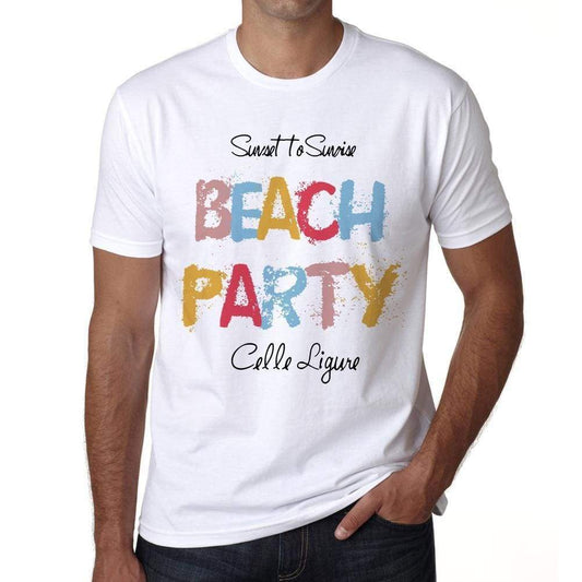 Celle Ligure Beach Party White Mens Short Sleeve Round Neck T-Shirt 00279 - White / S - Casual