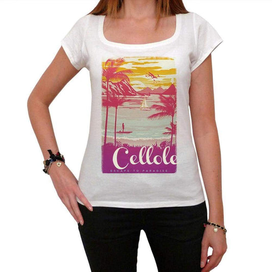 Cellole Escape To Paradise Womens Short Sleeve Round Neck T-Shirt 00280 - White / Xs - Casual