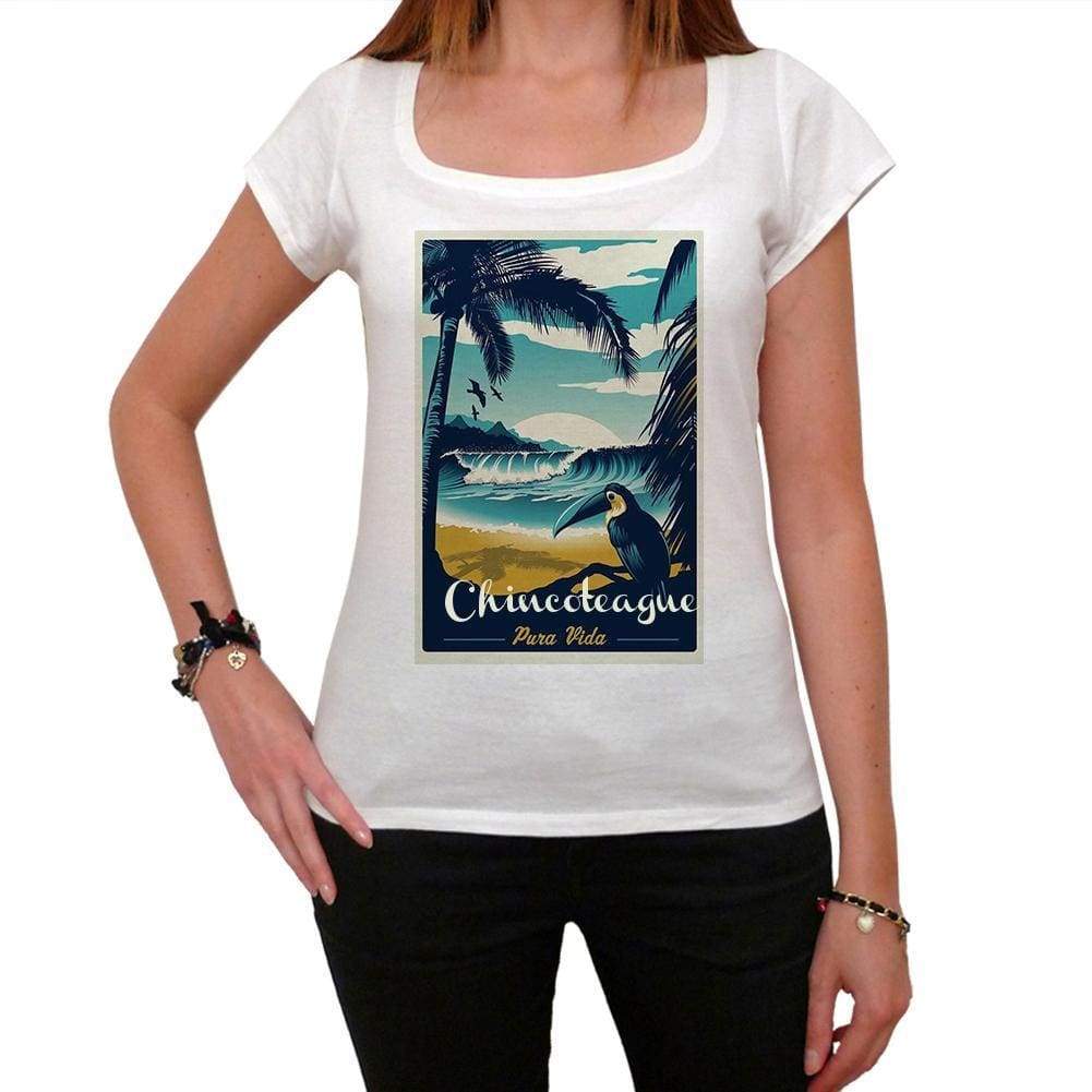 Chincoteague Pura Vida Beach Name White Womens Short Sleeve Round Neck T-Shirt 00297 - White / Xs - Casual