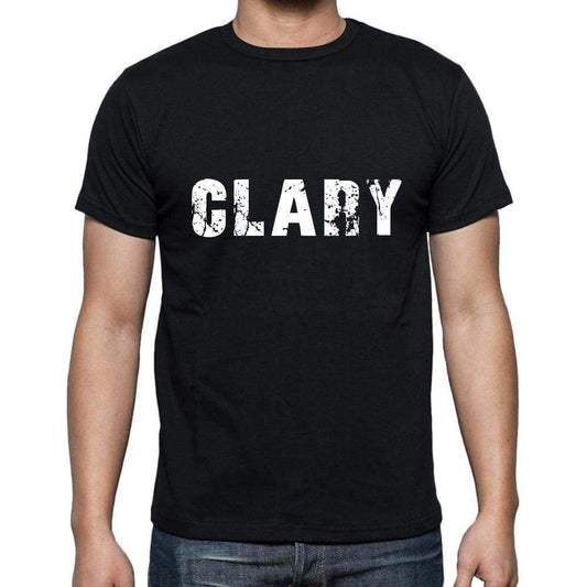 Clary Mens Short Sleeve Round Neck T-Shirt 5 Letters Black Word 00006 - Casual