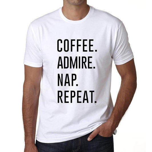 Coffee Admire Nap Repeat Mens Short Sleeve Round Neck T-Shirt 00058 - White / S - Casual