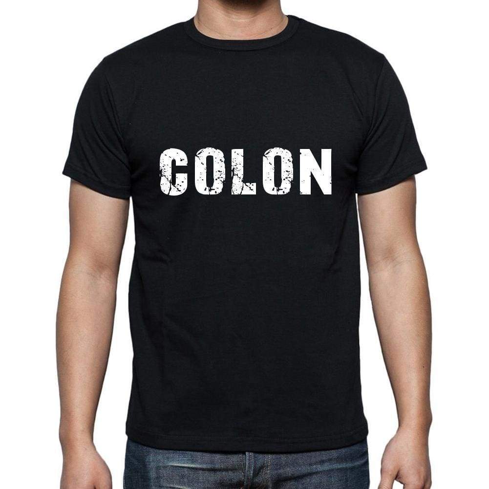 Colon Mens Short Sleeve Round Neck T-Shirt 5 Letters Black Word 00006 - Casual