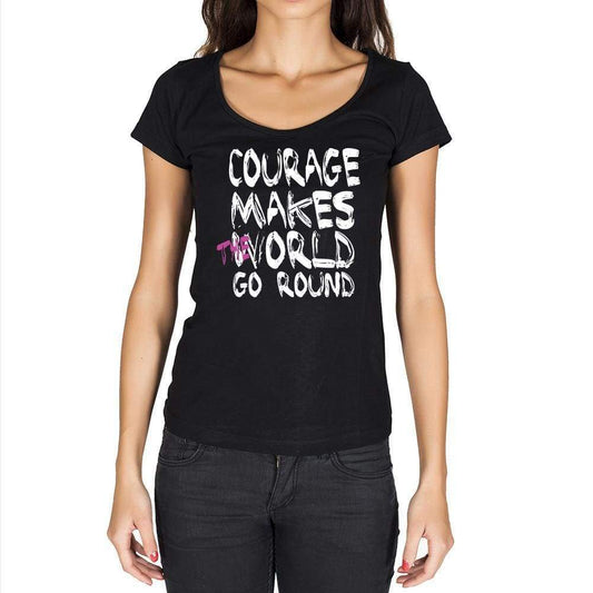 Courage World Goes Round Womens Short Sleeve Round Neck T-Shirt 00081 - Black / Xs - Casual