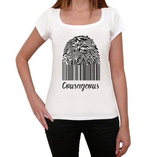 Courageous Fingerprint White Womens Short Sleeve Round Neck T-Shirt Gift T-Shirt 00304 - White / Xs - Casual