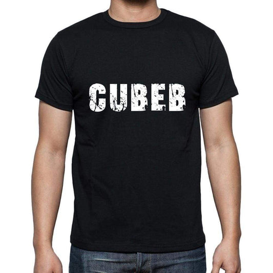 Cubeb Mens Short Sleeve Round Neck T-Shirt 5 Letters Black Word 00006 - Casual