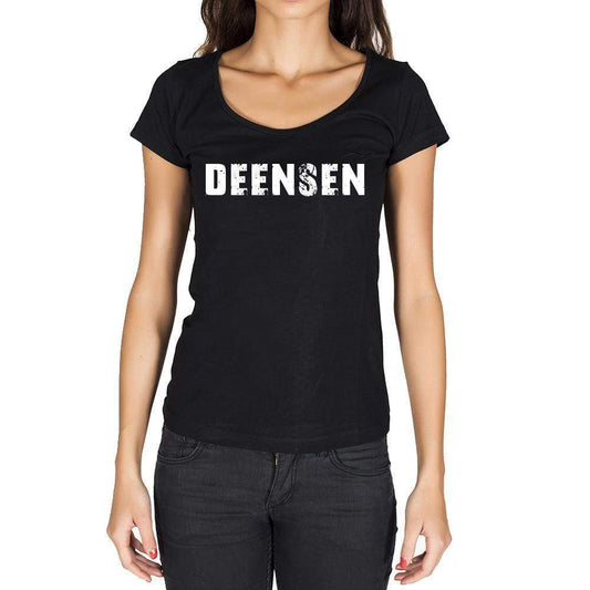 Deensen German Cities Black Womens Short Sleeve Round Neck T-Shirt 00002 - Casual