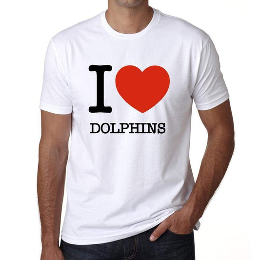 Dolphins Mens Short Sleeve Round Neck T-Shirt - White / S - Casual