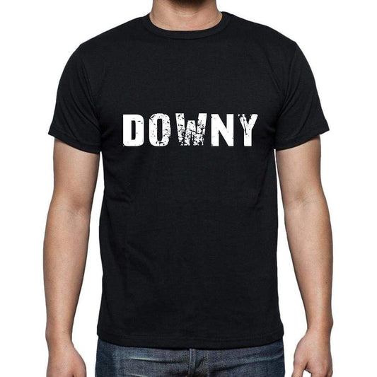 Downy Mens Short Sleeve Round Neck T-Shirt 5 Letters Black Word 00006 - Casual