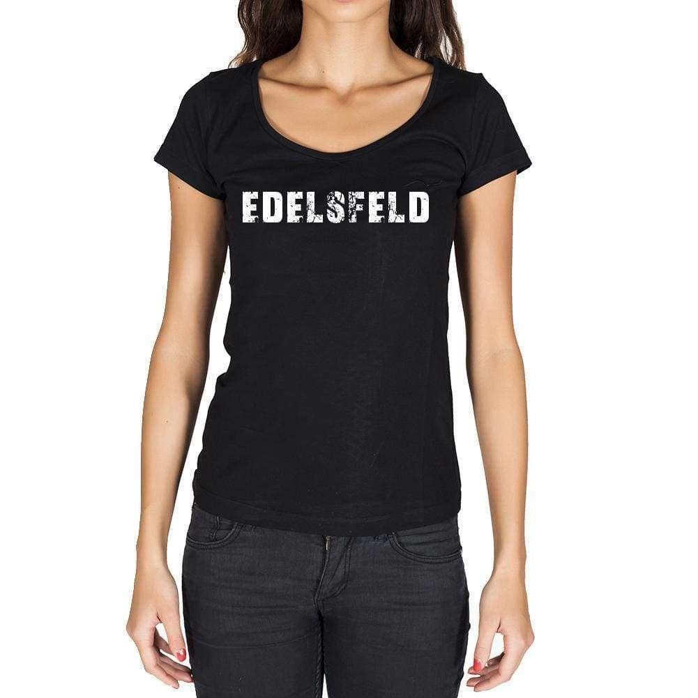 Edelsfeld German Cities Black Womens Short Sleeve Round Neck T-Shirt 00002 - Casual