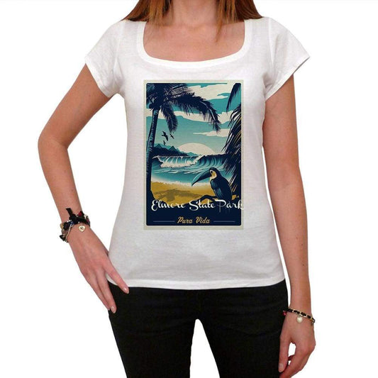 Elmore State Park Pura Vida Beach Name White Womens Short Sleeve Round Neck T-Shirt 00297 - White / Xs - Casual