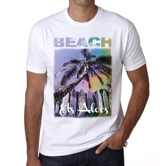 Ets Alocs Beach Palm White Mens Short Sleeve Round Neck T-Shirt - White / S - Casual