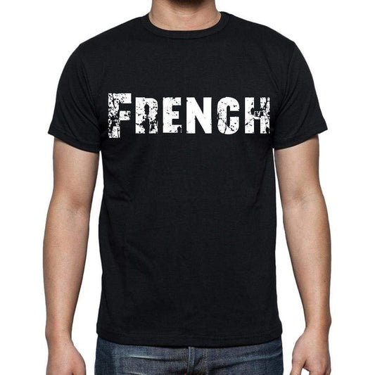 French Mens Short Sleeve Round Neck T-Shirt Black T-Shirt En