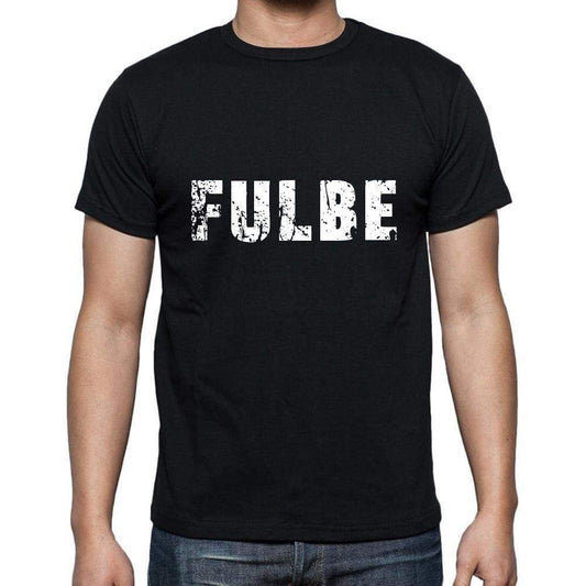 Fulbe Mens Short Sleeve Round Neck T-Shirt 5 Letters Black Word 00006 - Casual