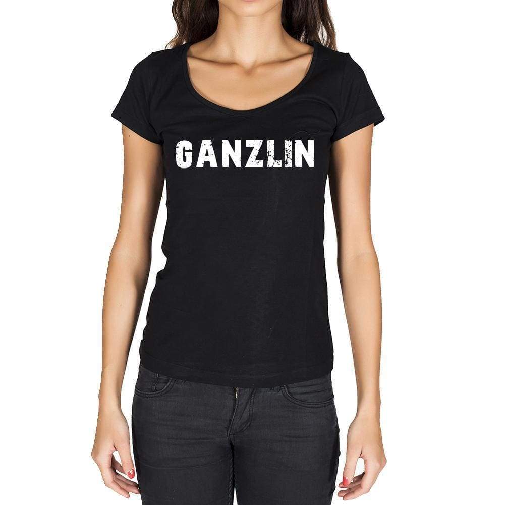 Ganzlin German Cities Black Womens Short Sleeve Round Neck T-Shirt 00002 - Casual