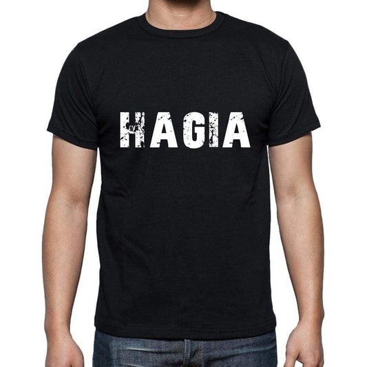 Hagia Mens Short Sleeve Round Neck T-Shirt 5 Letters Black Word 00006 - Casual