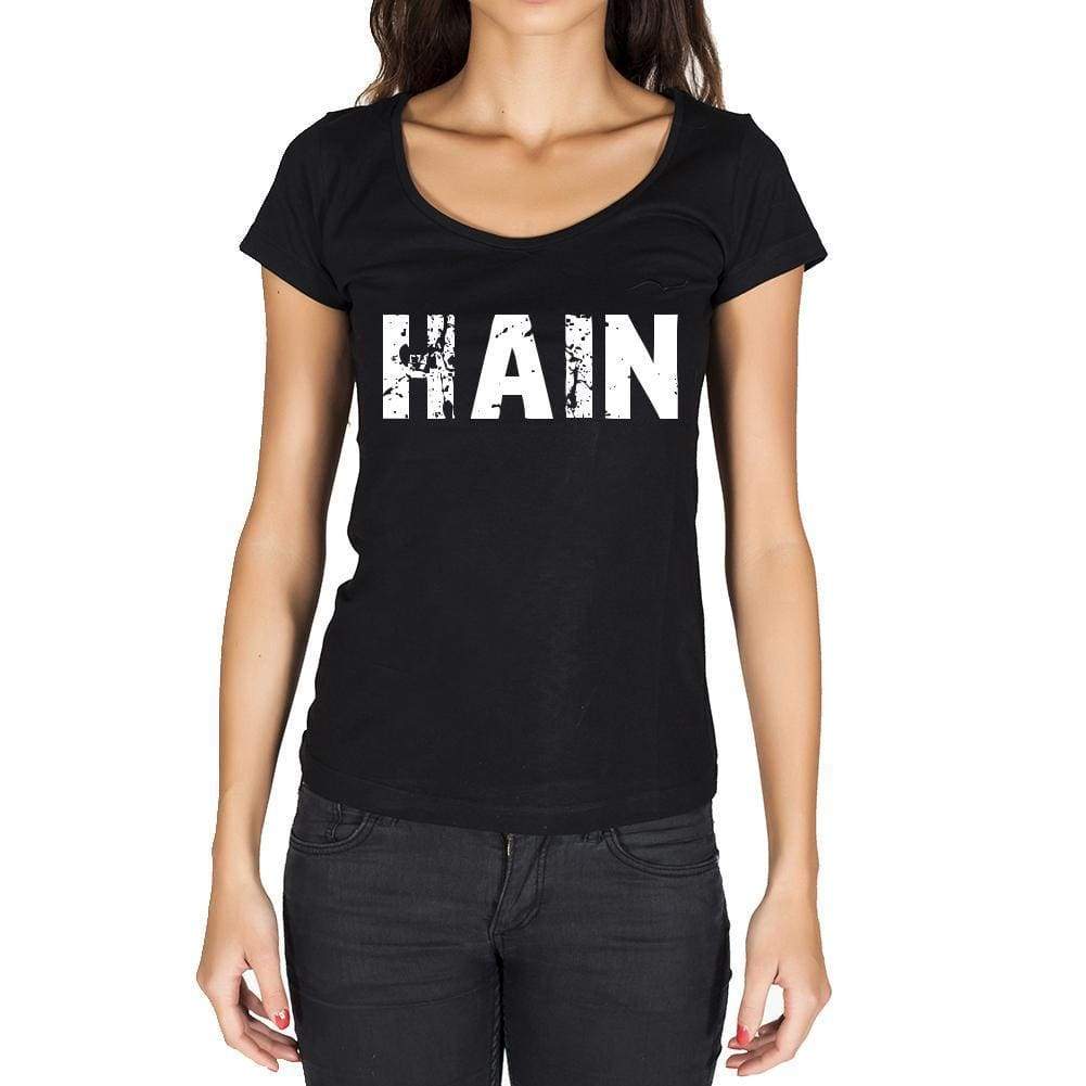 Hain German Cities Black Womens Short Sleeve Round Neck T-Shirt 00002 - Casual