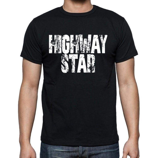 Highway Star Mens Short Sleeve Round Neck T-Shirt Black T-Shirt En
