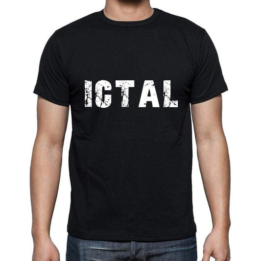 Ictal Mens Short Sleeve Round Neck T-Shirt 5 Letters Black Word 00006 - Casual