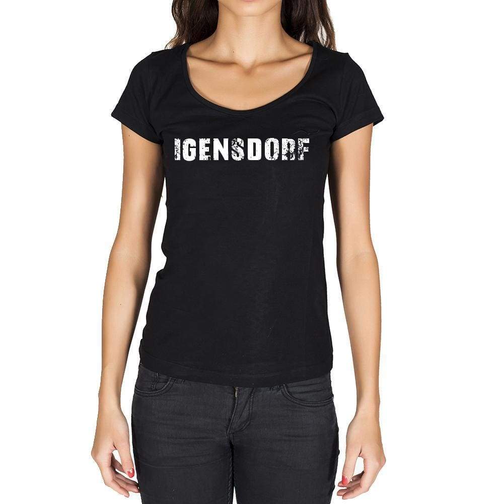 Igensdorf German Cities Black Womens Short Sleeve Round Neck T-Shirt 00002 - Casual