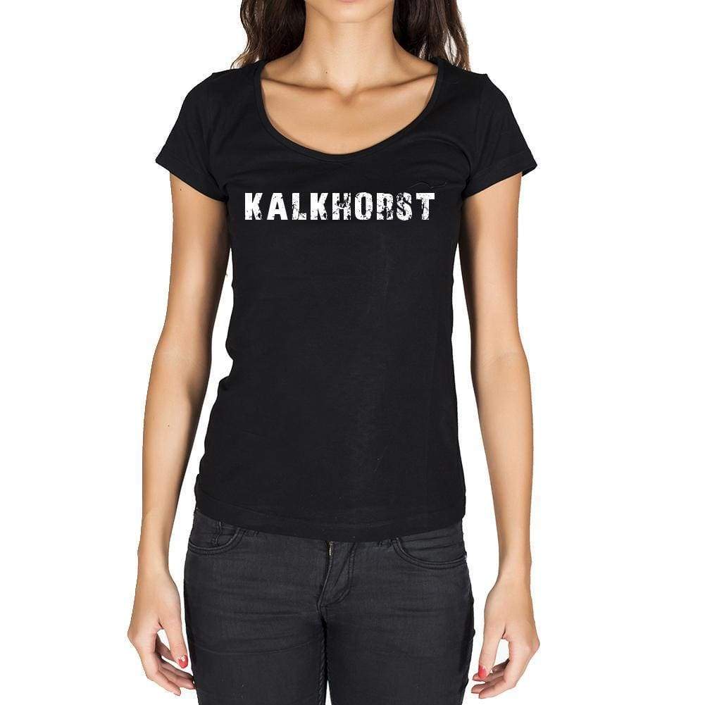 Kalkhorst German Cities Black Womens Short Sleeve Round Neck T-Shirt 00002 - Casual