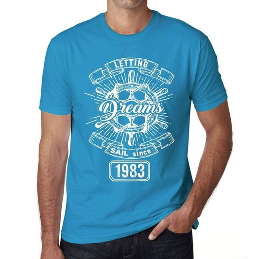 Letting Dreams Sail Since 1983 Mens T-Shirt Blue Birthday Gift 00404 - Blue / Xs - Casual