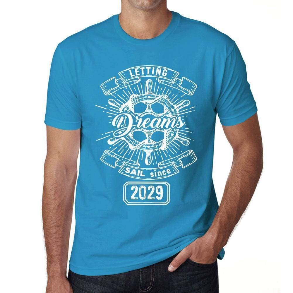 Letting Dreams Sail Since 2029 Mens T-Shirt Blue Birthday Gift 00404 - Blue / Xs - Casual