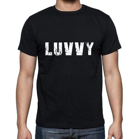Luvvy Mens Short Sleeve Round Neck T-Shirt 5 Letters Black Word 00006 - Casual